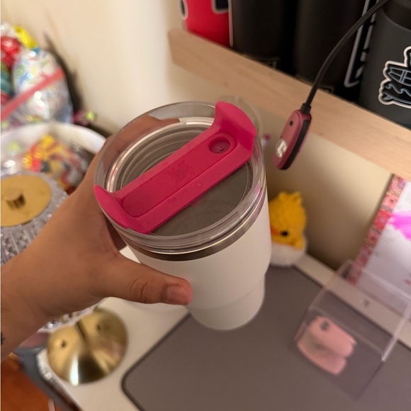 Stanley White Tumbler with Pink Accents - Picture 3 of 3